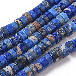 Natürliche kaiserliche Jaspisperlenstränge, gefärbt, Kolumne, Blau, 6~6.5x3~3.5 mm, Bohrung: 1.2 mm, ca. 115 Stk. / Strang, 15.35 Zoll ~ 15.74 Zoll (39~40 cm)