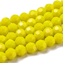Supports de perles de verre opaques, facetté (32 facettes), ronde, jaune, 8mm, Trou: 1mm, Environ 72 pcs/chapelet, 20.67'' (52.5 cm)