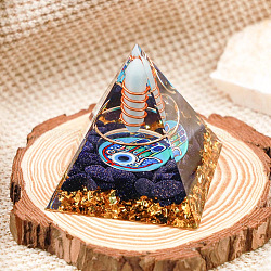 Resin Orgonite Pyramid Home Display Decorations, with Natural Gemstone Chips, Misty Rose, 50x50x50mm