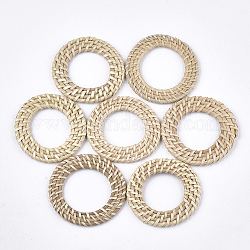 Плетеные кольца из тростника / ротанга ручной работы, для изготовления соломенных сережек и ожерелий, кольцо, старинный белый, 58~63x4~5 мм, внутренний диаметр: 35~38 мм