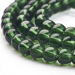 Filo di perline in vetro, tondo, verde, circa4 mm di diametro, Foro: 0.5 mm, circa 80pcs/filo, 13 pollice