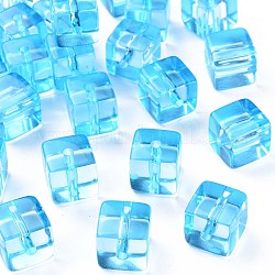 Abalorios de acrílico transparentes, cuadrado, cielo azul profundo, 16.5x16x16mm, agujero: 3 mm, aproximamente 116 unidades / 500 g