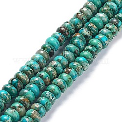 Fili di perle di diaspro imperiale naturale, tinto, rondelle, turchese, 8x5mm, Foro: 0.7 mm, circa 80~84pcs/filo, 15.94~16.14 pollice (40.5~41 cm)