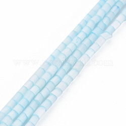 Fili di perline in stile vetro macchiato di seta, tubo, cielo blu, 1.5~5x2mm, Foro: 0.8 mm, circa 185~187pcs/filo, 15.55 pollice ~ 15.75 pollici (39.5~40 cm)