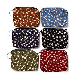 Кошельки из хлопковой ткани с цветочным узором, кошелек для мелочи, с застежкой-молнией и железным брелоком для ключей, разноцветные, 8.6~8.9x11~11.2x1.1~1.2 см