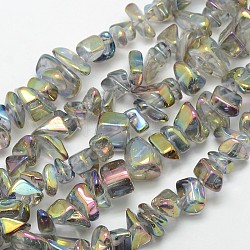 Galvanisieren natürlichen Quarz-Chip-Perlen Stränge, Transparent, 9~23x5~11x3~8 mm, Bohrung: 1 mm, ca. 62 Stk. / Strang, 15.74 Zoll