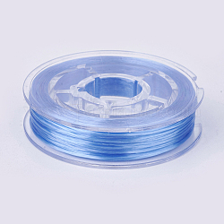 Chaîne de cristal élastique plat, fil de perles élastique, pour la fabrication de bracelets élastiques, bleuet, 0.4mm, environ 16.4 yards (15 m)/rouleau