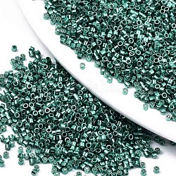 11/0 Grade A Glass Seed Beads, Cylinder, Uniform Seed Bead Size, Metallic Colours, Dark Cyan, 1.5x1mm, Hole: 0.5mm, about 20000pcs/bag