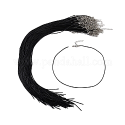 Caoutchouc noir création de collier cordon, avec les accessoires en fer et embout pour chaîne en fer, platine, 18 pouce, 1.5mm
