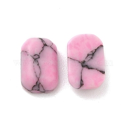 Glass Cabochons, Imitation Turquoise, Rectangle, Pink, 6x4x2mm