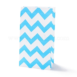 Bolsas de papel kraft rectangulares, ninguno maneja, bolsas de regalo, patrón de onda, luz azul cielo, 13x8x24 cm