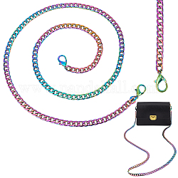 Wadorn 1 maniglia per borsa a catena barbazzale in lega di zinco, con aragosta artiglio chiusura, colore arcobaleno, 119.3x0.95cm