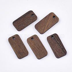 Pendentifs en bois de noyer, rectangle arrondi, selle marron, 21x10x2.5~3mm, Trou: 1.8mm