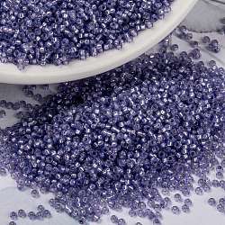 Perles rocailles miyuki rondes, Perles de rocaille japonais, 15/0, (albâtre violet argenté teinté rr649), 15/0, 1.5mm, Trou: 0.7mm, environ 27777 pcs/50 g