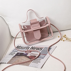 Pu sacs en cuir, sacs à main femme transparents, rose, 13x18x6 cm