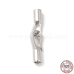 Rhodium Plated 925 Sterling Silver Fold Over Clasps, with 925 Stamp, Real Platinum Plated, Clasp: 12x4.5x3.5mm, Pin: 0.4mm, Clasp: 13.5x5x3.5mm, Pin: 0.5mm, Inner Diameter: 2mm