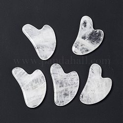 Natürliche Quarzkristall Gua Sha Bretter, schabende Massagewerkzeuge, Gua Sha Tool zur Entlastung des Gesichtskörpers, Herz-Form, 81.5x50.5x7.5 mm