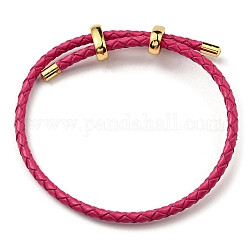 Кожаные браслеты плетеного шнура, регулируемый браслет, светло-вишневый, внутренний диаметр: 5/8~2-7/8 дюйм (1.5~7.3 см)