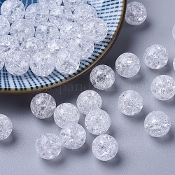 Perles acryliques, crépitement, ronde, blanc, 10mm, Trou: 2mm, environ 909 pcs/500 g