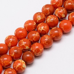 Синтетические имперские бусы из яшмы, окрашенные, круглые, оранжевые, 10 мм, отверстие : 1 мм, около 40 шт / нитка, 15.7 дюйм