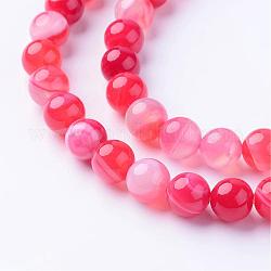 Natürliche Achat Perlen Stränge, Runde, gefärbt, rot, 10 mm, Bohrung: 1 mm, ca. 37~40 Stk. / Strang, 15 Zoll