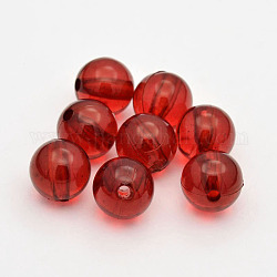 Perles en acrylique transparente, ronde, rouge foncé, 5mm, Trou: 1mm, environ 8100 pcs/500 g