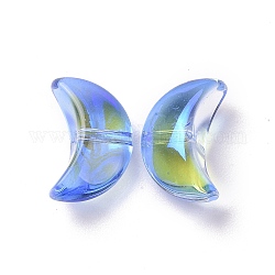Прозрачный Electroplate стеклянные бусины, с покрытием AB цвета, луна, королевский синий, 14x9x6.5 мм, отверстие : 1.2 мм