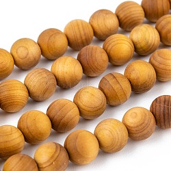 Fil de perles en bois naturel, ronde, 8~8.5mm, Trou: 1.5mm, Environ 50 pcs/chapelet, 15.5 pouce (39.5 cm)