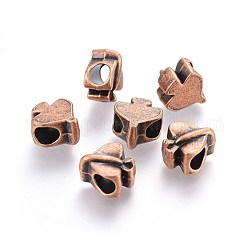 Alloy European Beads, Large Hole Beads, Plane, Red Copper, 12x11x7mm, Hole: 4.5~5mm