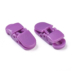 Clip plástico opaco ecológico del sostenedor del chupete del bebé del color sólido, violeta oscuro, 32x12.5x9mm, agujero: 6.5x4.5 mm