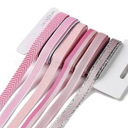 18 yarda 6 estilos de cinta de poliéster, para manualidades hechas a mano, moños para el cabello y decoración de regalo, paleta de colores rosa, rubor lavanda, 3/8~1/2 pulgada (9~12 mm), alrededor de 3 yarda / estilo