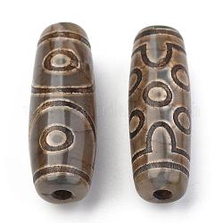 Tibetan Style dZi Beads, Natural Agate Beads, Dyed & Heated, Oval, 7-Eye, 28.5~32x10~12.5mm, Hole: 1.5~3mm
