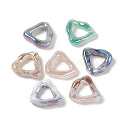 Opake Acryl Verknüpfung Ringe, welliges unregelmäßiges Dreieck, ab Farbe plattiert, Mischfarbe, 22x23x6 mm, Innendurchmesser: 11.5x12.5 mm
