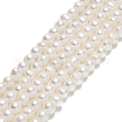 Hebras de perlas de agua dulce cultivadas naturales, patata, crema, 4~5x4~5.5x4.5~5mm, agujero: 0.5~0.7 mm, aproximamente 76~81 pcs / cadena, 13.70~14.17 pulgada (34.8~36 cm)