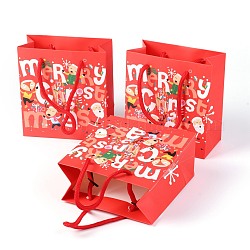 Bolsas de papel con temática navideña, Rectángulo, para guardar joyas, Navidad tema patrón, 15x14x0.45 cm