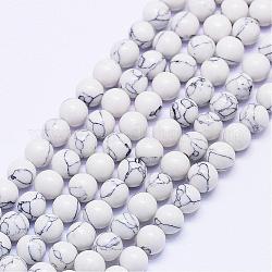 Hebras de perlas de Howlite sintético, teñido, redondo, 6mm, agujero: 1 mm, aproximamente 64 pcs / cadena, 15.55 pulgada