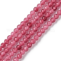 Malaysia naturale perle di giada fili, sfaccettato, tinto, tondo, rosso ciliegia, 2~2.5mm, Foro: 0.5 mm, circa 169~181pcs/filo, 15.35~16.02 pollice (39~40.7 cm)