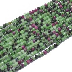 Rubino naturale in perline zoisite fili, sfaccettato, tondo, 2mm, Foro: 0.5 mm, circa 169pcs/filo, 15.7 pollice (40 cm)