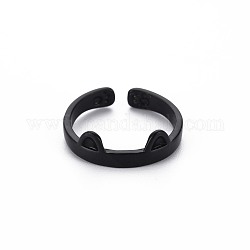 Men's Alloy Cuff Finger Rings, Open Rings, Cadmium Free & Lead Free, Cat, Electrophoresis Black, US Size 6 1/2(16.9mm)