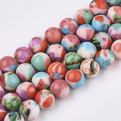 Synthetische Edelstein Perlen Stränge, gefärbt, Runde, Farbig, 8 mm, Bohrung: 1 mm, ca. 50 Stk. / Strang, 15.7 Zoll