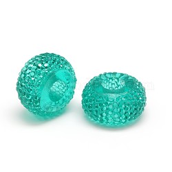 Rondelle Resin Beads, Medium Turquoise, 14x8mm, Hole: 5mm
