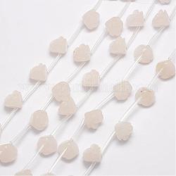 Natürliche weiße Jade Perlen, Rose, 14x12~13 mm, Bohrung: 1 mm