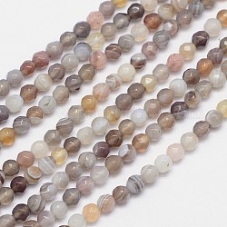Botswana naturelles facettes agate perles rondes brins, 4mm, Trou: 1mm, Environ 92 pcs/chapelet, 15.5 pouce
