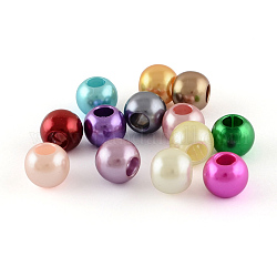 ABS Plastic Imitation Pearl Beads, Large Hole Beads, Rondelle, Mixed Color, 20x18mm, Hole: 7mm, about 140pcs/500g