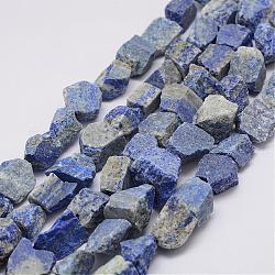 Rohe, raue, natürliche Lapis-Lazuli-Perlenstränge, Nuggets, 15~20x14~18x10~14 mm, Bohrung: 1 mm, ca. 18~25 Stk. / Strang, 14.9 Zoll (38 cm)