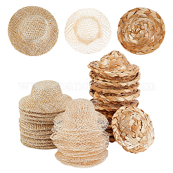 Ahadermaker 30 個 3 スタイル人形麦わら帽子  ミニ手編み帽子  DIYの工芸品のジュエリーアクセサリークラフト装飾  ミックスカラー  51~255x15~21mm  10個/スタイル