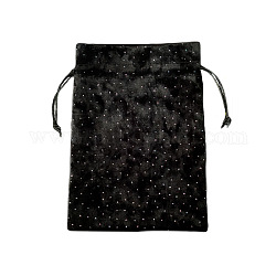 Бархатные мешочки для хранения украшений на шнурке со стразами, прямоугольные сумки для драгоценностей, для хранения колдовских предметов, чёрные, 180x130 мм