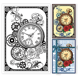 GLOBLELAND Retro Clock Frame Background Clear Stamps Vintage Steampunk Clock Border Silicone Clear Stamp Seals for Cards Making DIY Scrapbooking Photo Journal Album Decoration
