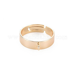 Латунные регулируемые кольца для пальцев, кольцо петли, с петлей, без никеля , реальный 18k позолоченный, размер США 6 3/4 (17.1 мм)