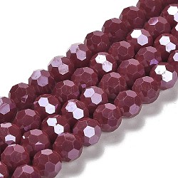 Opache perle di vetro fili, sfaccettato, tondo, rosso scuro, 10mm, Foro: 1.2 mm, circa 65~69pcs/filo, 23.03~24.49 pollice (58.5~62.2 cm)